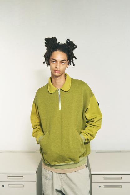 HALF-ZIP COLLAR SWEATSHIRT DYED HEATHER RED