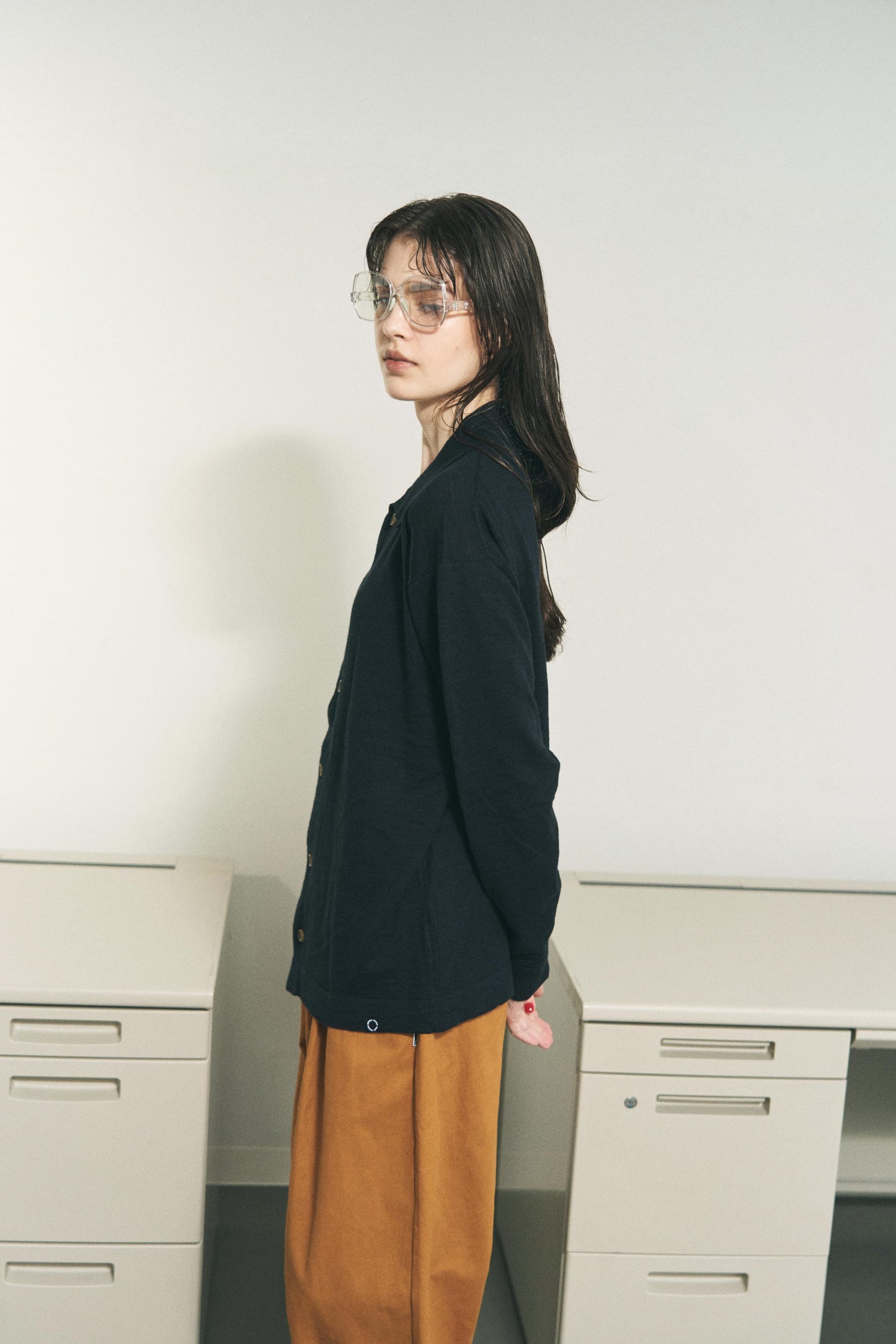 SLAB GAUZE KNIT SHIRT BLACK