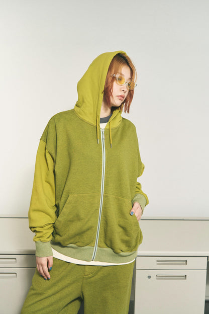 ZIP HOODIE DYED HEATHER RED