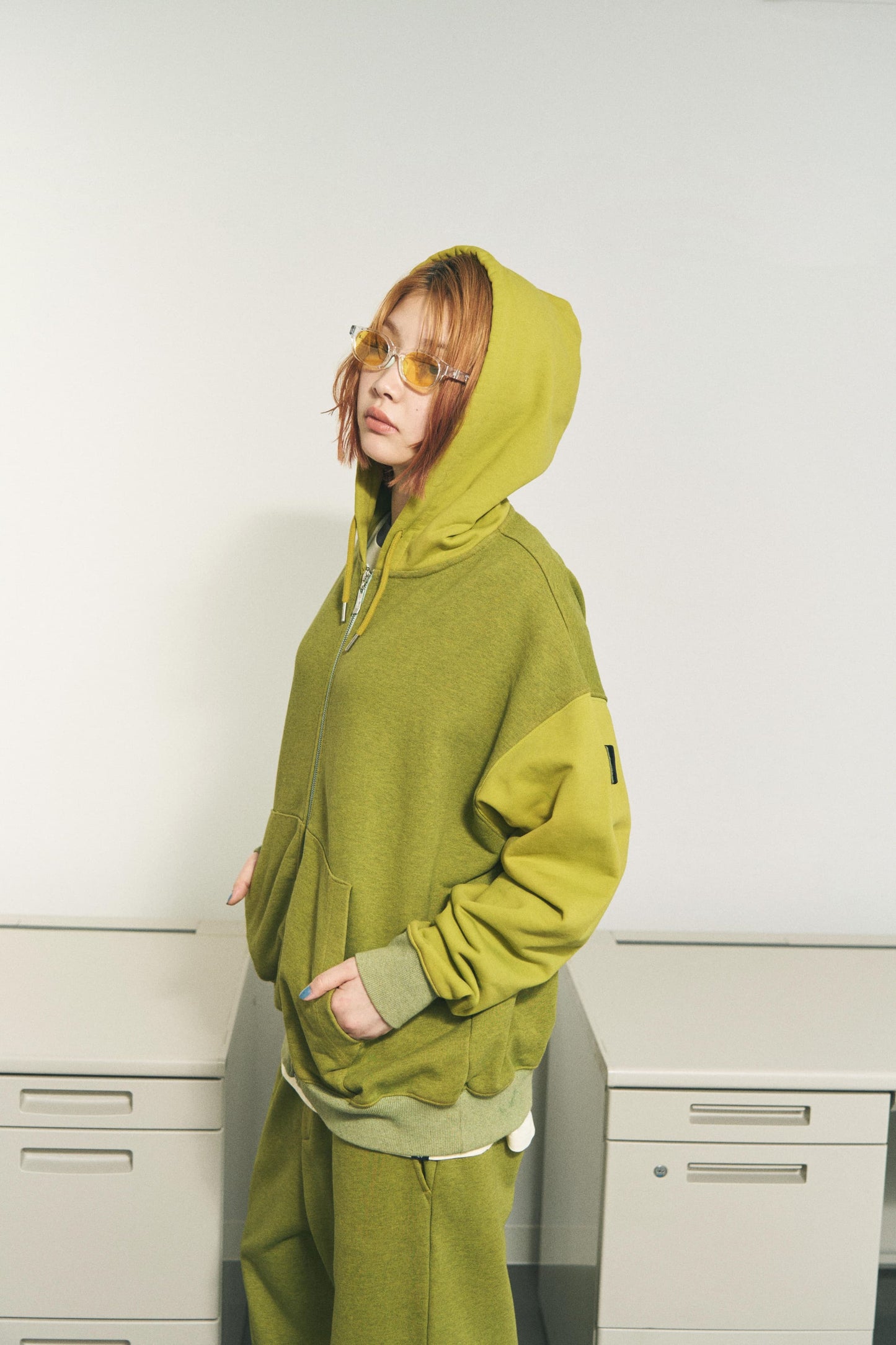 ZIP HOODIE DYED HEATHER RED