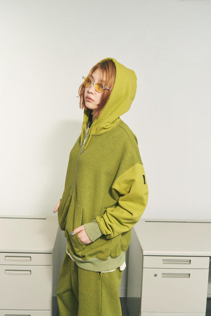 ZIP HOODIE DYED HEATHER RED