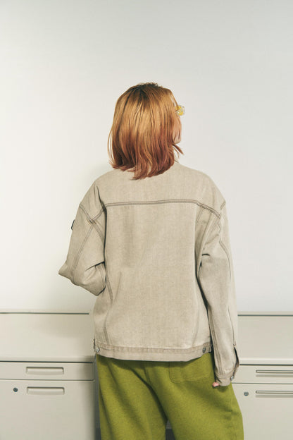 DENIM RIVET CHORE JACKET BEIGE