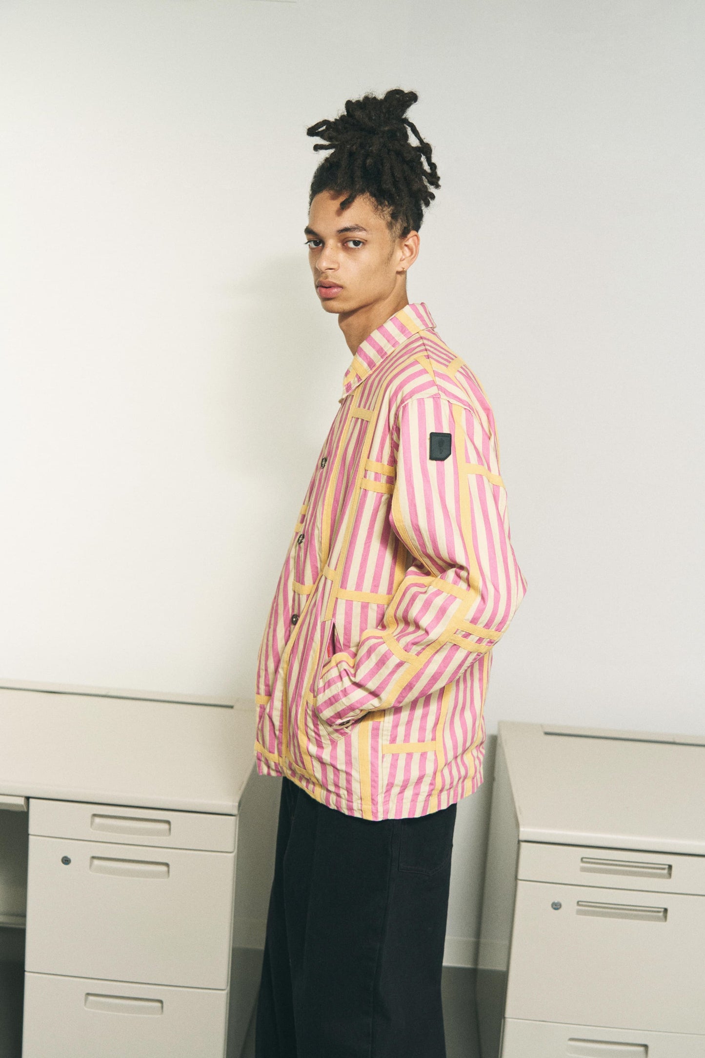TRIM PATTERN JACKET PINK STRIPE
