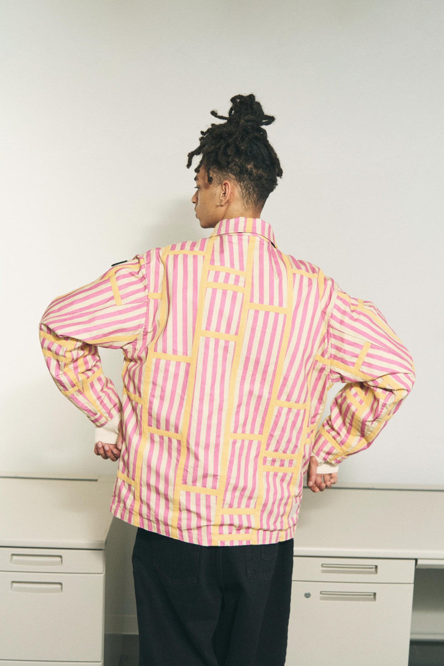 TRIM PATTERN JACKET PINK STRIPE