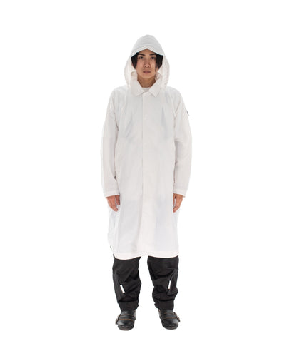 DETACHABLE HOOD RAIN COAT WHITE