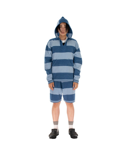 CORDY KNIT MEXPARKA STRIPE BLUE