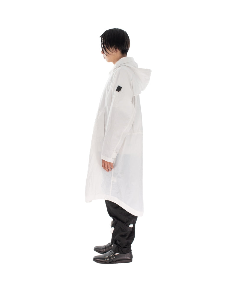 DETACHABLE HOOD RAIN COAT WHITE