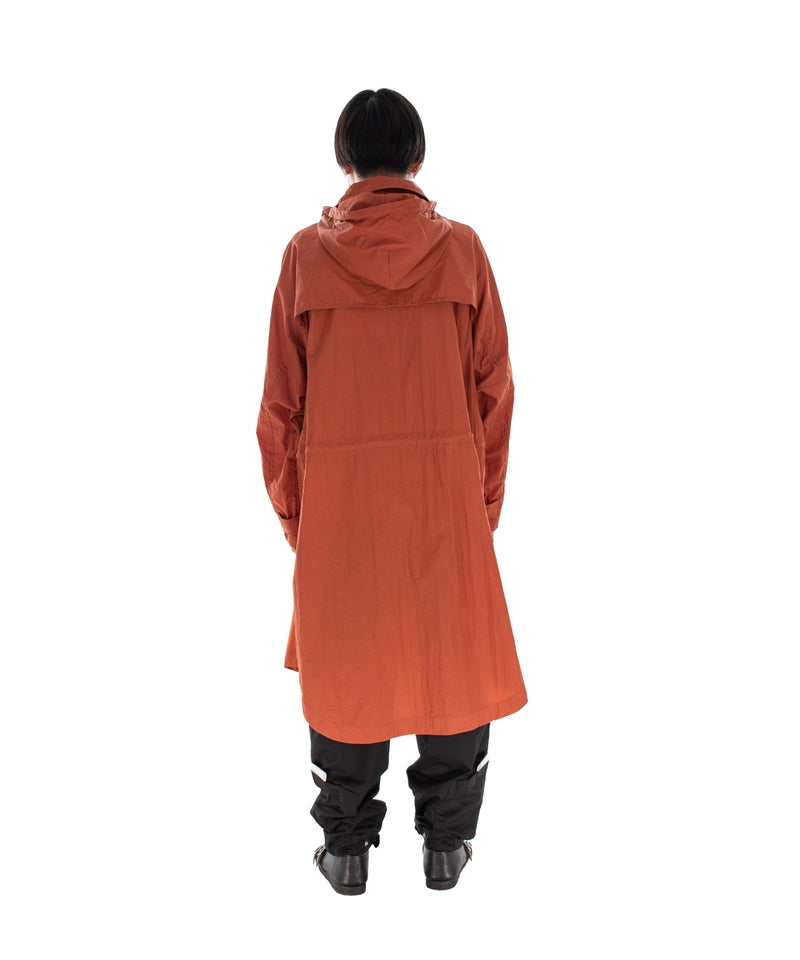 DETACHABLE HOOD RAIN COAT ORANGE BROWN