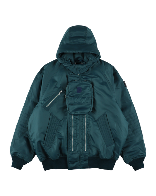 ELEVATION HOODED BOMBER JACKET NAVY GREEN