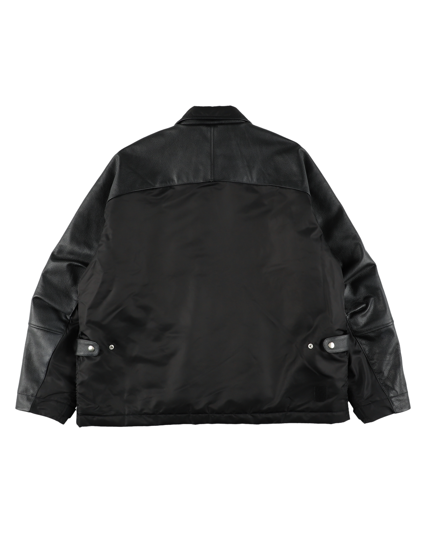 PART LEATHER TRUCKER JACKET BLACK