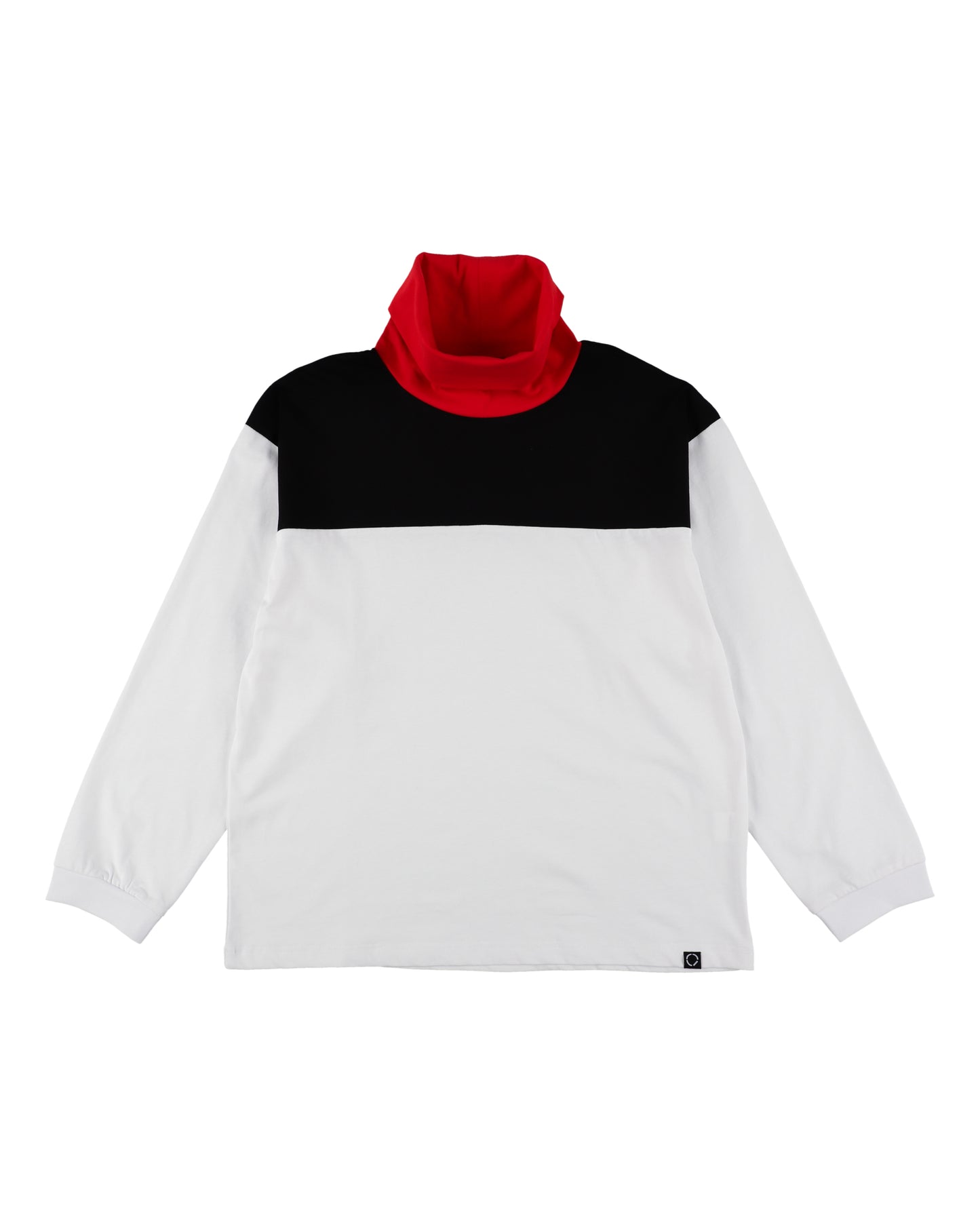 PANEL NECK L/S TEE WHITE X RED