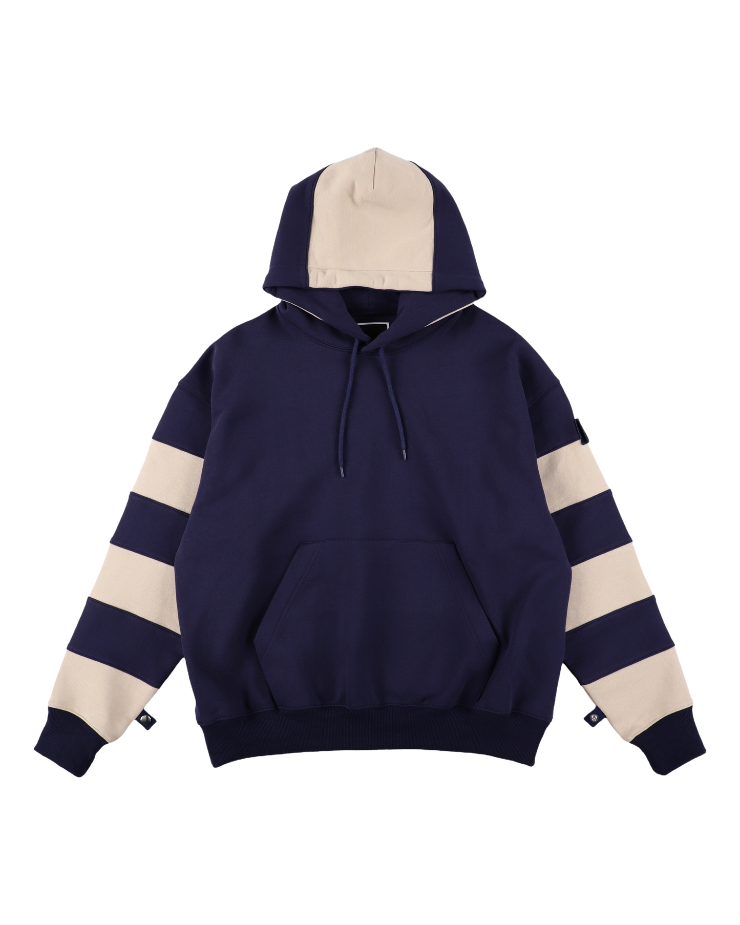 BORDER PATCH HOODIE NAVY X WHITE