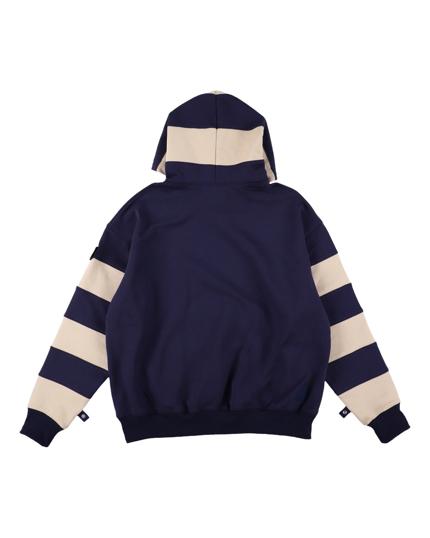 BORDER PATCH HOODIE NAVY X WHITE