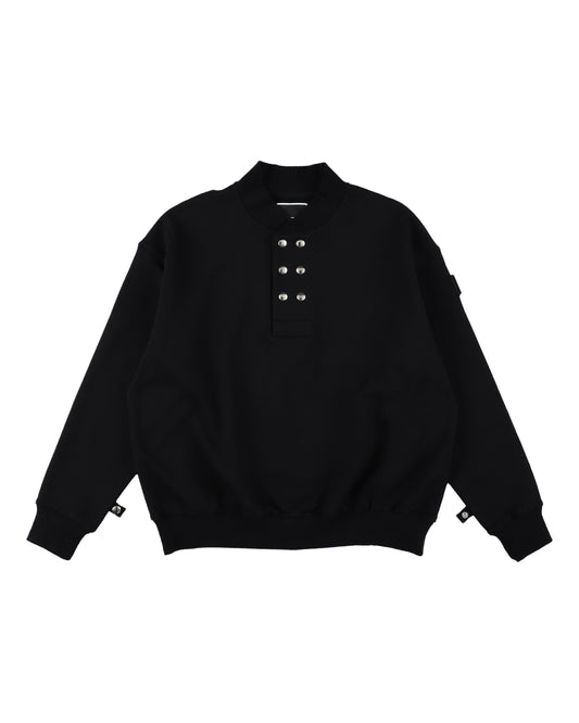 DOUBLE HENLEY SWEATSHIRT BLACK