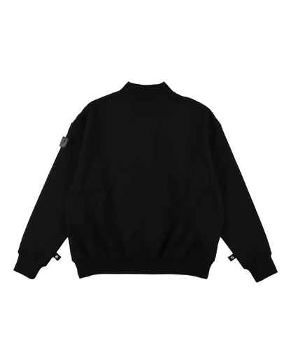 DOUBLE HENLEY SWEATSHIRT BLACK