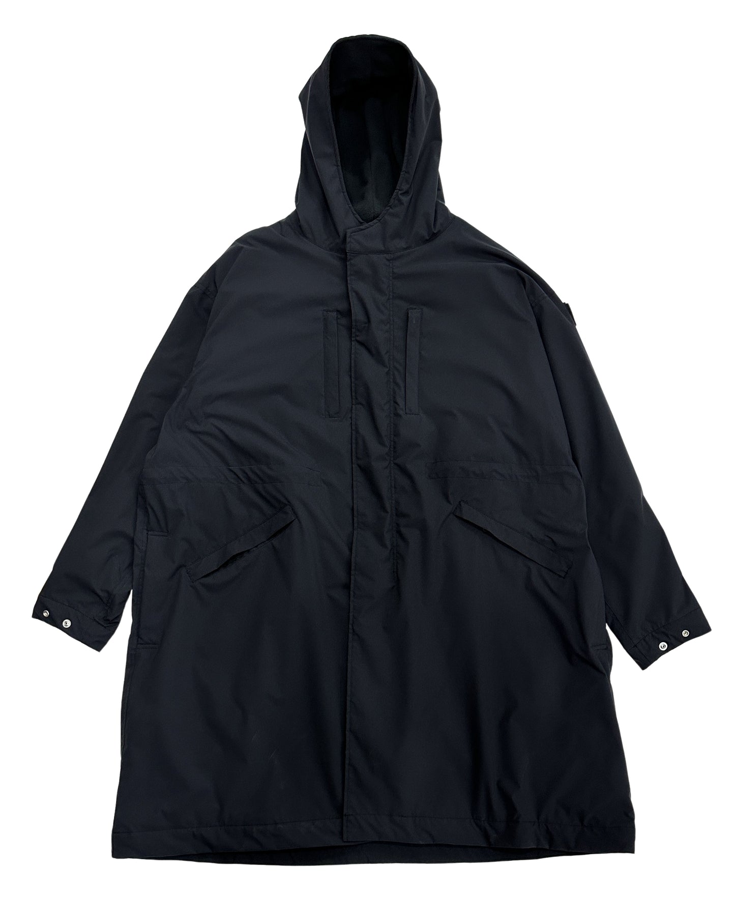 SOFT HOODED WEATHER COAT BLACK