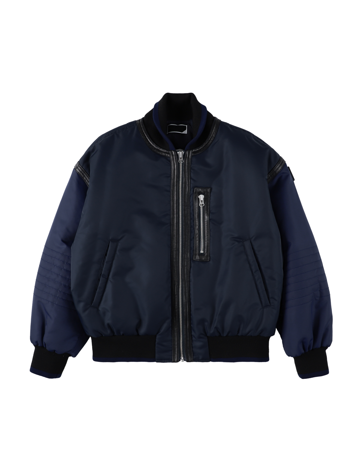TRIM LEATHER BOMBER JACKET NAVY – PHINGERIN TRIM LEATHER BOMBER JACKET NAVY – PHINGERIN