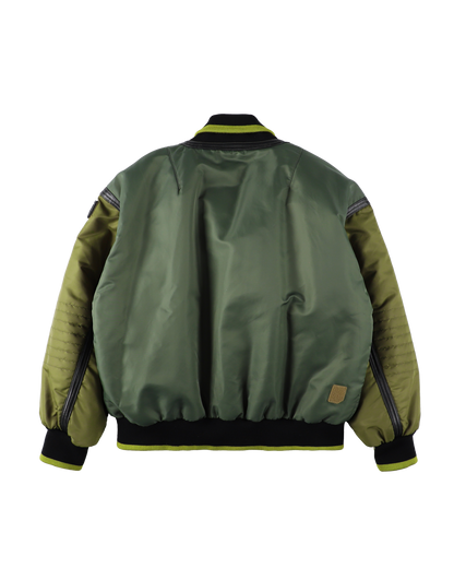 TRIM LEATHER BOMBER JACKET OLIVE DRAB