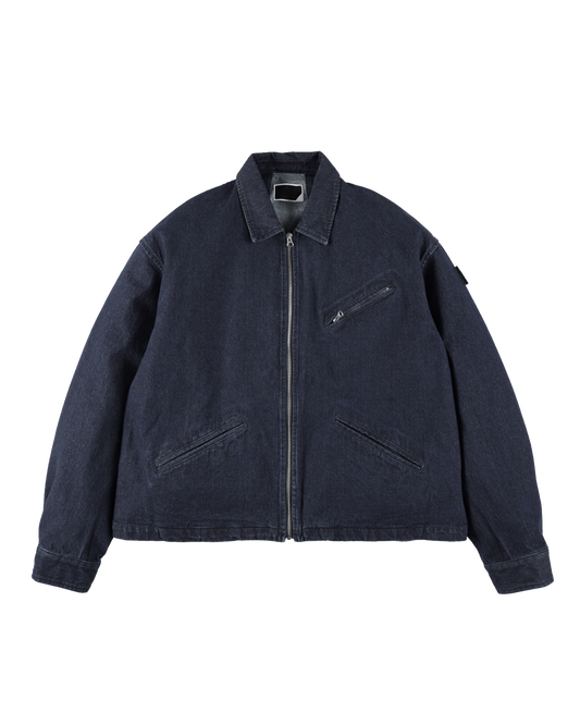 ZIP DENIM WORK JACKET NAVY