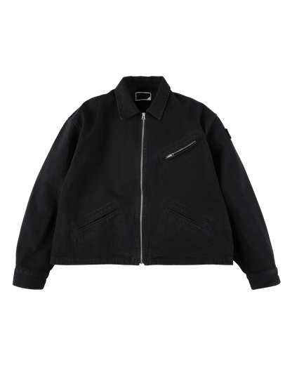 ZIP DENIM WORK JACKET BLACK