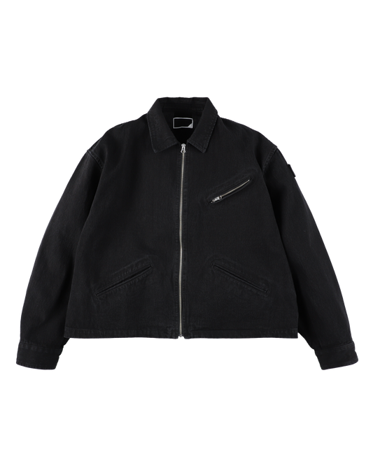 ZIP DENIM WORK JACKET BLACK