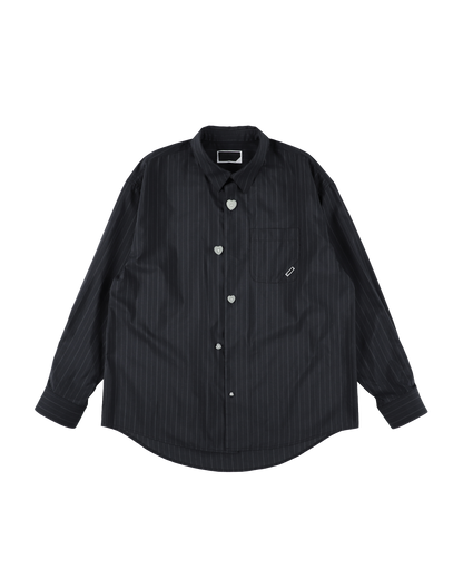 FLOATING HEART POPLIN SHIRT BLACK PINSTRIPE