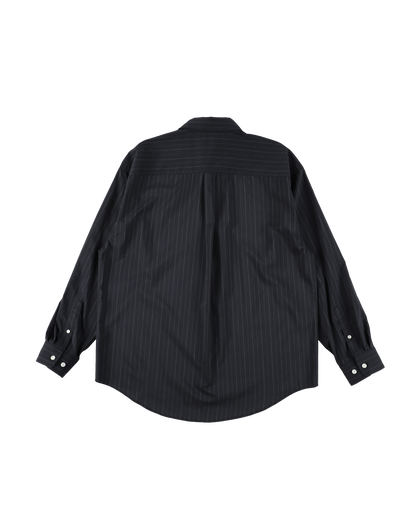 FLOATING HEART POPLIN SHIRT BLACK PINSTRIPE