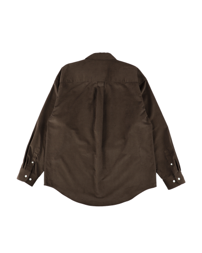 FLOATING HEART CORD SHIRT BROWN