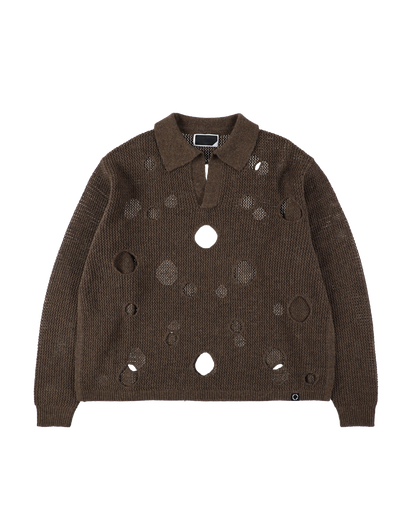 HOLE KNIT SKIPPER BROWN