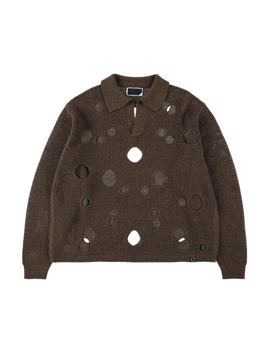 HOLE KNIT SKIPPER BROWN