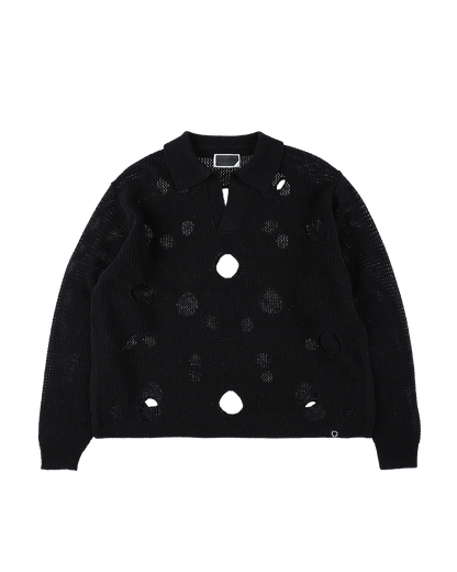 HOLE KNIT SKIPPER BLACK