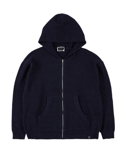 CORDY KNIT ZIP HOODIE NAVY