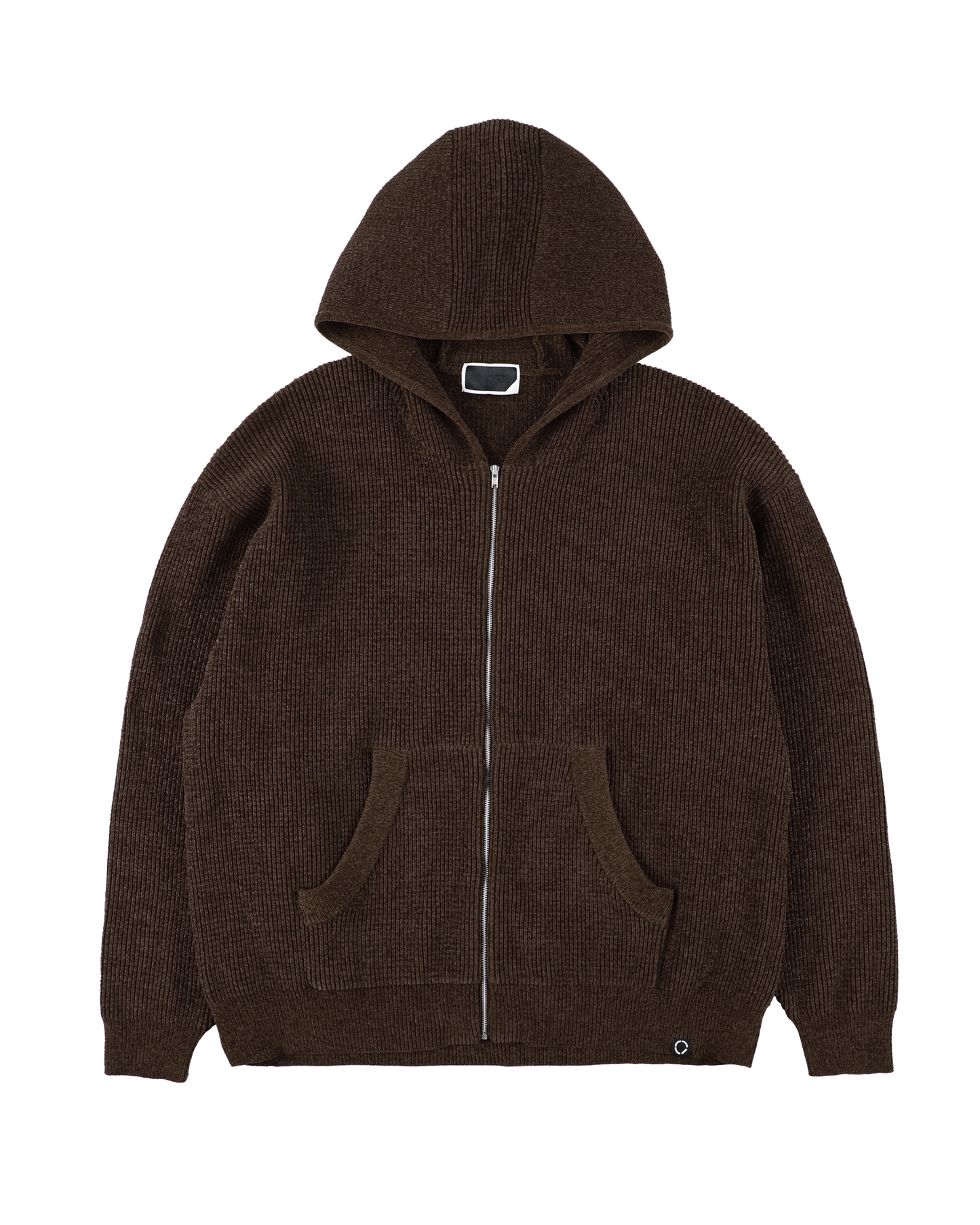 CORDY KNIT ZIP HOODIE BROWN