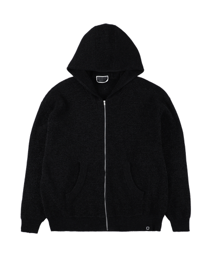 CORDY KNIT ZIP HOODIE BLACK