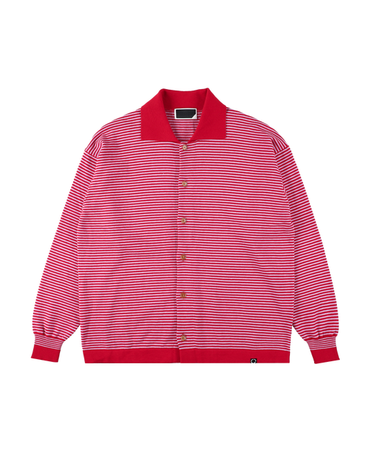 STRIPE KNIT SHIRT RED