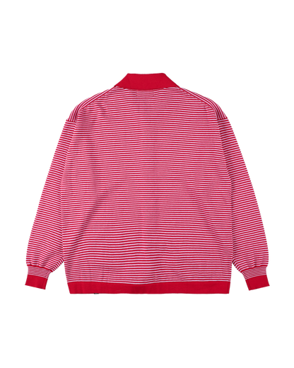 STRIPE KNIT SHIRT RED