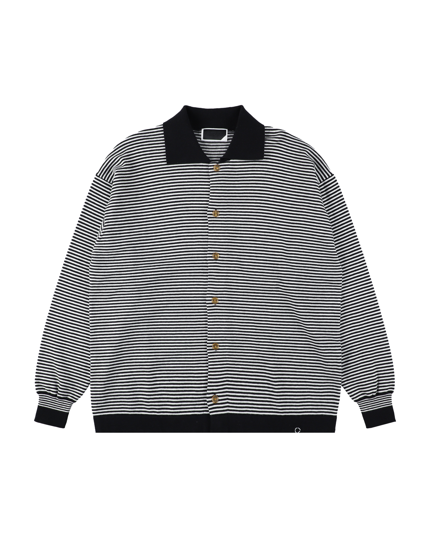STRIPE KNIT SHIRT BLACK