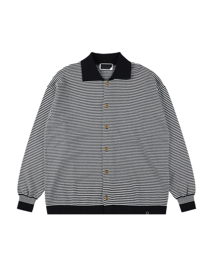 STRIPE KNIT SHIRT BLACK