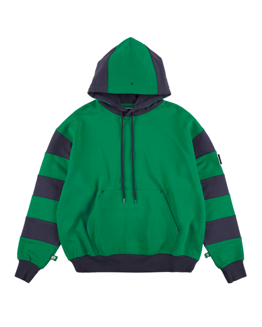 BORDER PATCH HOODIE GREEN X NAVY