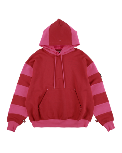 BORDER PATCH HOODIE RED X PINK