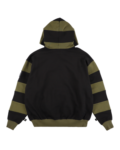 BORDER PATCH HOODIE BLACK X OLIVE