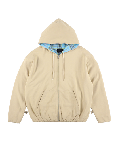 REVERSIBLE ZIP HOODIE ORIGINAL PLAID BEIGE