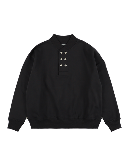 DOUBLE HENLEY SWEATSHIRT BLACK