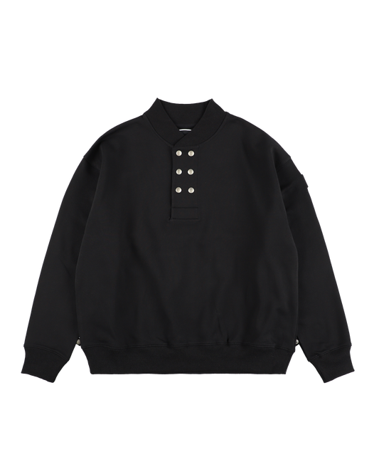DOUBLE HENLEY SWEATSHIRT BLACK