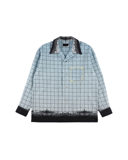 FLANNEL OPEN COLLAR SHIRT SKY