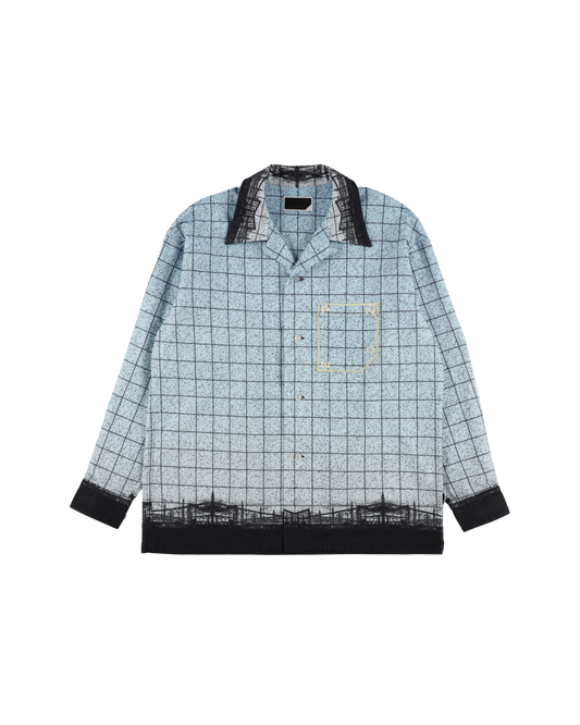 FLANNEL OPEN COLLAR SHIRT SKY