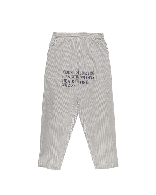 HAND-STENCILED NIGHT PANTS STRIPE OFF WHITE