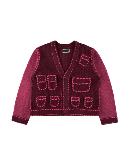 PG1 POCKET CARDIGAN BURGUNDY