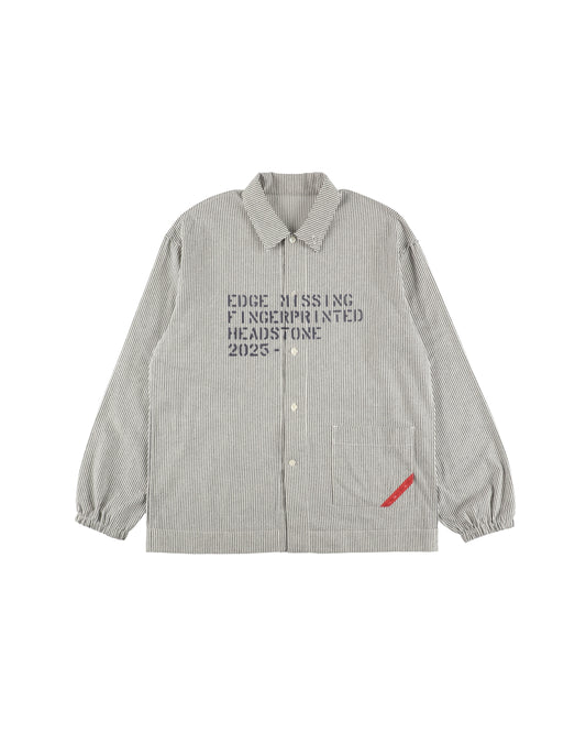 HAND-STENCILED NIGHT SHIRT STRIPE OFF WHITE
