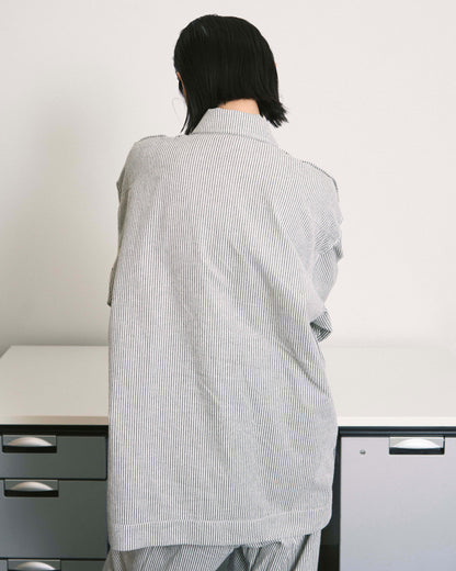 HAND-STENCILED NIGHT SHIRT STRIPE OFF WHITE